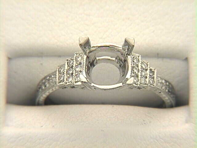 Platinum Antique Reproduction Diamond Semi Mount Ring